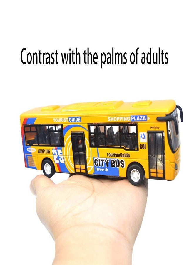 Ailejia City Bus Toy Die Cast Pull Back Public Transportation Vehicles Mini Bus Model Car Toys Lights and Music (Yellow) - Image 4